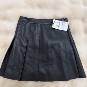 Zara Black Faux Leather Pleated Mini Skirt
